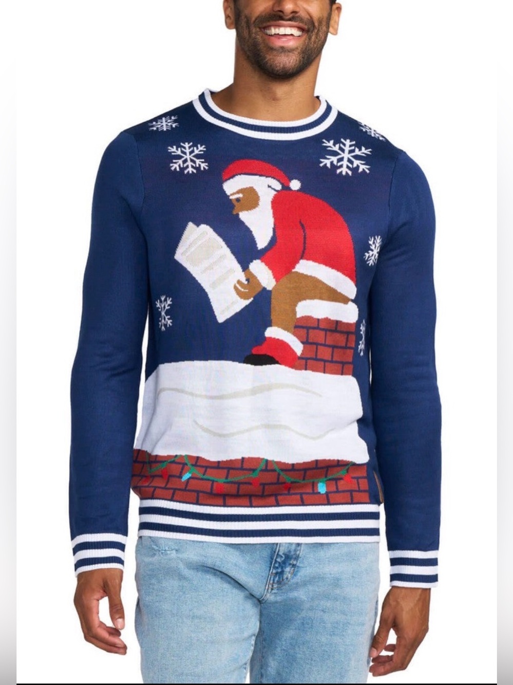 Tipsy Elves Santa Ugly Christmas Sweater Men’s S NWT Holiday Party Santa’s Log
